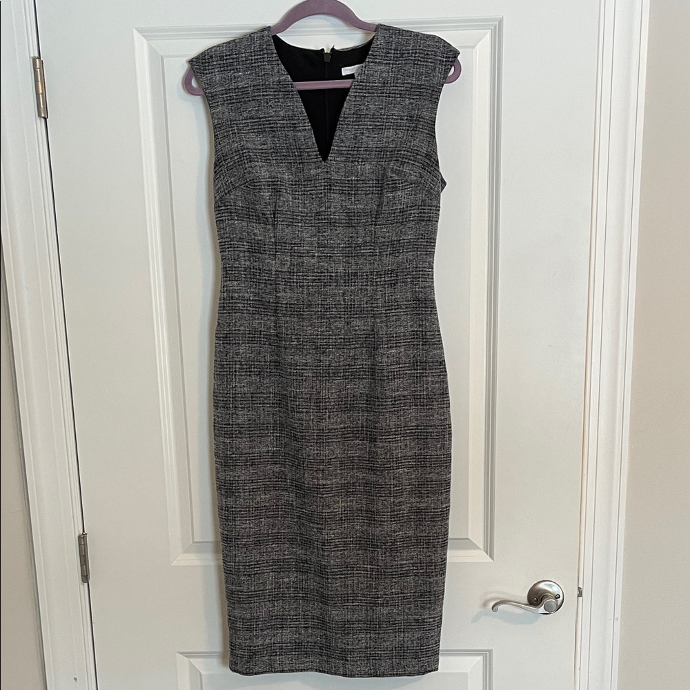 New York & Company Black and Gray Textured Midi Dress